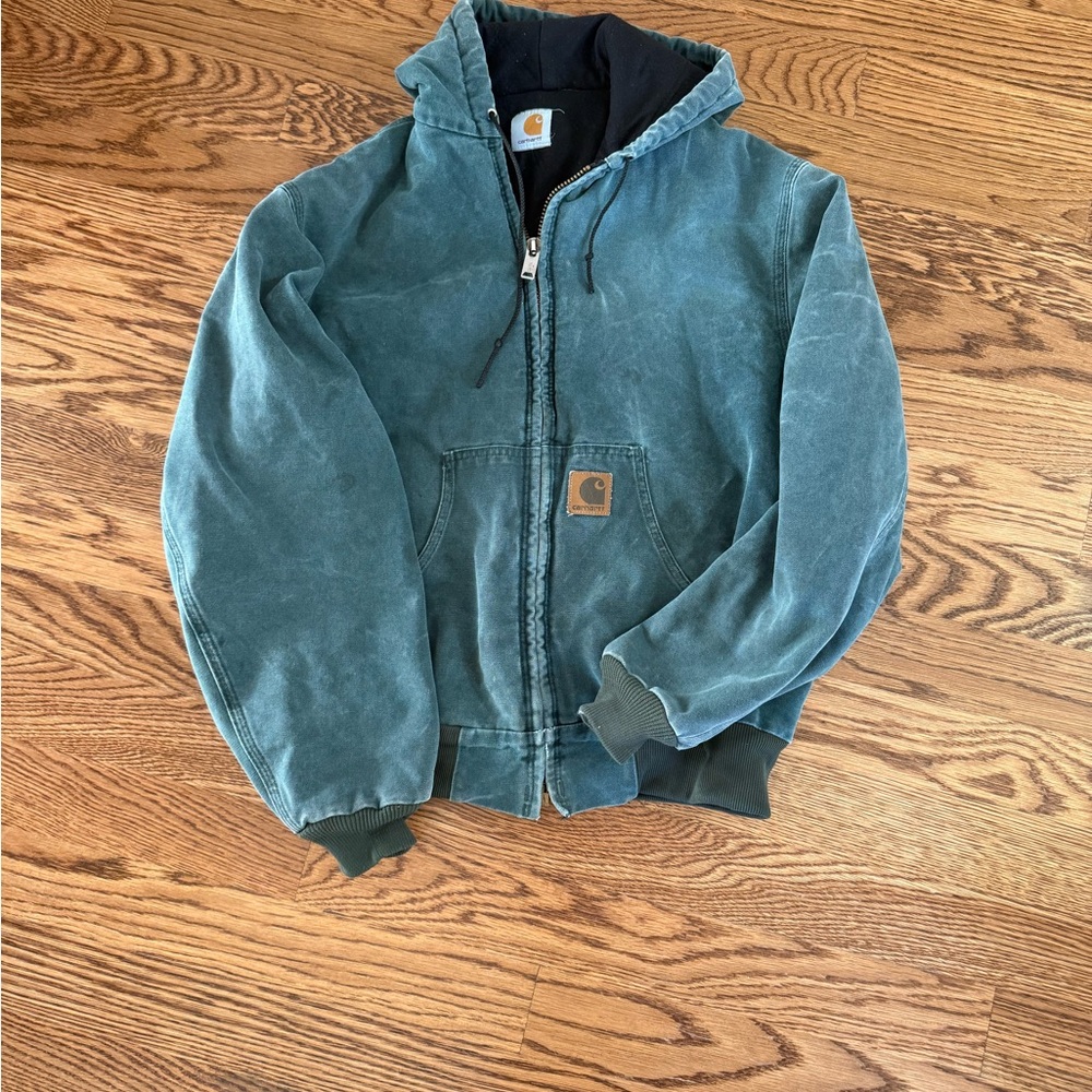 Carhartt Teal Hooded Jacket Small